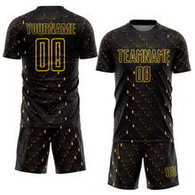 Load image into Gallery viewer, Custom Black Yellow Geometric Shape Sublimation Soccer Uniform Jersey