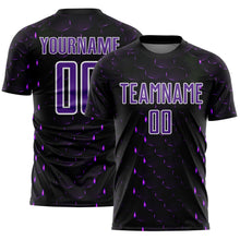 Load image into Gallery viewer, Custom Black Purple-White Geometric Shape Sublimation Soccer Uniform Jersey