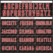 Load image into Gallery viewer, Custom Black Red-White Geometric Shape Sublimation Soccer Uniform Jersey