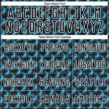 Load image into Gallery viewer, Custom Black Sky Blue-White Geometric Shape Sublimation Soccer Uniform Jersey