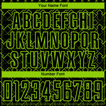 Load image into Gallery viewer, Custom Black Neon Green Geometric Shape Sublimation Soccer Uniform Jersey