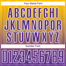 Load image into Gallery viewer, Custom Gold Purple-White Gradient Line Sublimation Soccer Uniform Jersey