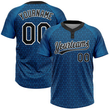 Load image into Gallery viewer, Custom Blue Black-White 3D Pattern Two-Button Unisex Softball Jersey