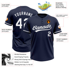 Load image into Gallery viewer, Custom Navy White Two-Button Unisex Softball Jersey