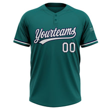 Load image into Gallery viewer, Custom Teal White-Navy Two-Button Unisex Softball Jersey