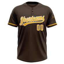 Load image into Gallery viewer, Custom Brown Gold-White Two-Button Unisex Softball Jersey