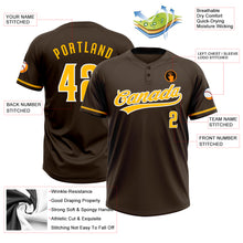 Load image into Gallery viewer, Custom Brown Gold-White Two-Button Unisex Softball Jersey