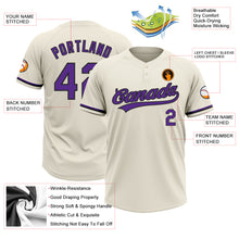 Load image into Gallery viewer, Custom Cream Purple-Black Two-Button Unisex Softball Jersey