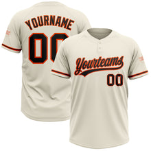 Load image into Gallery viewer, Custom Cream Black-Orange Two-Button Unisex Softball Jersey