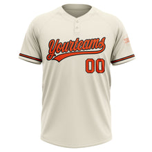 Load image into Gallery viewer, Custom Cream Orange-Black Two-Button Unisex Softball Jersey