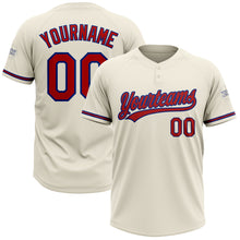 Load image into Gallery viewer, Custom Cream Red-Royal Two-Button Unisex Softball Jersey
