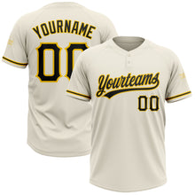 Load image into Gallery viewer, Custom Cream Black-Yellow Two-Button Unisex Softball Jersey