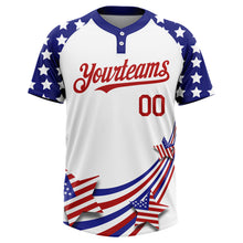 Load image into Gallery viewer, Custom White Red-Navy 3D American Flag Fashion Two-Button Unisex Softball Jersey