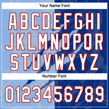 Load image into Gallery viewer, Custom Graffiti Pattern Light Blue Royal-Red 3D Two-Button Unisex Softball Jersey