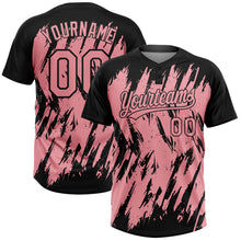 Load image into Gallery viewer, Custom Black Medium Pink 3D Pattern Abstract Sharp Shape Two-Button Unisex Softball Jersey