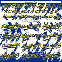 Load image into Gallery viewer, Custom Royal Yellow-White 3D Pattern Abstract Sharp Shape Two-Button Unisex Softball Jersey