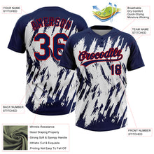 Load image into Gallery viewer, Custom Navy Red-White 3D Pattern Abstract Sharp Shape Two-Button Unisex Softball Jersey