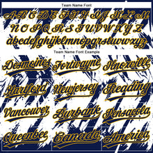 Load image into Gallery viewer, Custom Navy Gold-White 3D Pattern Abstract Sharp Shape Two-Button Unisex Softball Jersey
