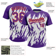 Load image into Gallery viewer, Custom Purple Orange-White 3D Pattern Abstract Sharp Shape Two-Button Unisex Softball Jersey