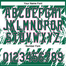 Load image into Gallery viewer, Custom Kelly Green Pink-White 3D Pattern Abstract Sharp Shape Two-Button Unisex Softball Jersey