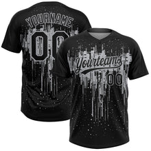 Load image into Gallery viewer, Custom Black Gray 3D Pattern Dripping Splatter Art Two-Button Unisex Softball Jersey