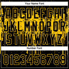 Load image into Gallery viewer, Custom Black Gold 3D Pattern Dripping Splatter Art Two-Button Unisex Softball Jersey