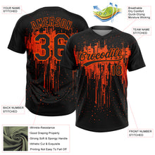 Load image into Gallery viewer, Custom Black Orange 3D Pattern Dripping Splatter Art Two-Button Unisex Softball Jersey