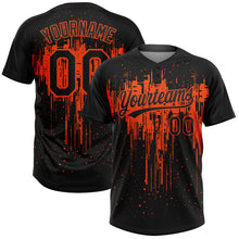 Load image into Gallery viewer, Custom Black Orange 3D Pattern Dripping Splatter Art Two-Button Unisex Softball Jersey