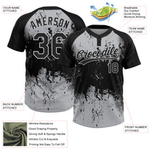 Load image into Gallery viewer, Custom Black Gray 3D Pattern Abstract Splatter Grunge Art Two-Button Unisex Softball Jersey
