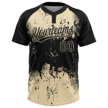Load image into Gallery viewer, Custom Black Cream 3D Pattern Abstract Splatter Grunge Art Two-Button Unisex Softball Jersey