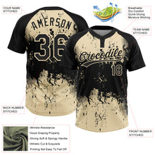 Load image into Gallery viewer, Custom Black Cream 3D Pattern Abstract Splatter Grunge Art Two-Button Unisex Softball Jersey
