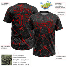 Load image into Gallery viewer, Custom Black Red 3D Pattern Abstract Network Two-Button Unisex Softball Jersey