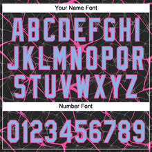 Load image into Gallery viewer, Custom Black Light Blue-Pink 3D Pattern Abstract Network Two-Button Unisex Softball Jersey