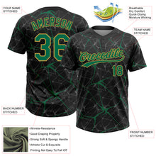 Load image into Gallery viewer, Custom Black Kelly Green-Old Gold 3D Pattern Abstract Network Two-Button Unisex Softball Jersey