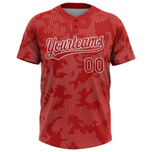 Load image into Gallery viewer, Custom Red White 3D Pattern Curve Lines Two-Button Unisex Softball Jersey