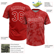 Load image into Gallery viewer, Custom Red White 3D Pattern Curve Lines Two-Button Unisex Softball Jersey
