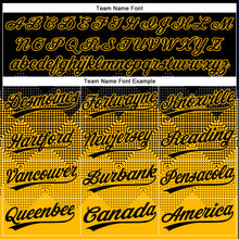 Load image into Gallery viewer, Custom Black Gold 3D Pattern Gradient Square Shapes Two-Button Unisex Softball Jersey