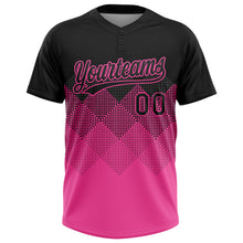 Load image into Gallery viewer, Custom Black Pink 3D Pattern Gradient Square Shapes Two-Button Unisex Softball Jersey