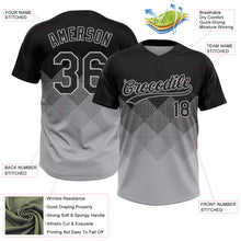 Load image into Gallery viewer, Custom Black Gray 3D Pattern Gradient Square Shapes Two-Button Unisex Softball Jersey