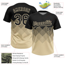 Load image into Gallery viewer, Custom Black Cream 3D Pattern Gradient Square Shapes Two-Button Unisex Softball Jersey
