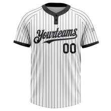 Load image into Gallery viewer, Custom White Black Pinstripe Gray Two-Button Unisex Softball Jersey