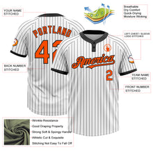 Load image into Gallery viewer, Custom White Black Pinstripe Orange Two-Button Unisex Softball Jersey