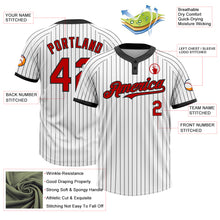Load image into Gallery viewer, Custom White Black Pinstripe Red Two-Button Unisex Softball Jersey