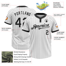 Load image into Gallery viewer, Custom White Black Pinstripe Black Two-Button Unisex Softball Jersey