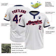 Load image into Gallery viewer, Custom White Navy Pinstripe Red Two-Button Unisex Softball Jersey