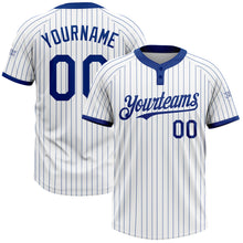 Load image into Gallery viewer, Custom White Royal Pinstripe Royal Two-Button Unisex Softball Jersey