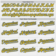 Load image into Gallery viewer, Custom White Royal Pinstripe Yellow Two-Button Unisex Softball Jersey