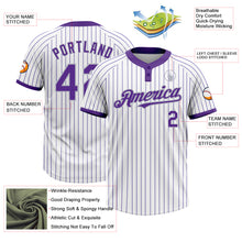 Load image into Gallery viewer, Custom White Purple Pinstripe Gray Two-Button Unisex Softball Jersey
