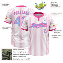 Load image into Gallery viewer, Custom White Pink Pinstripe Light Blue Two-Button Unisex Softball Jersey