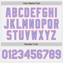 Load image into Gallery viewer, Custom White Pink Pinstripe Light Blue Two-Button Unisex Softball Jersey